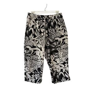Vintage SunBay Cottons Jungle Floral Comfy Capri Pants Women's Petite Large